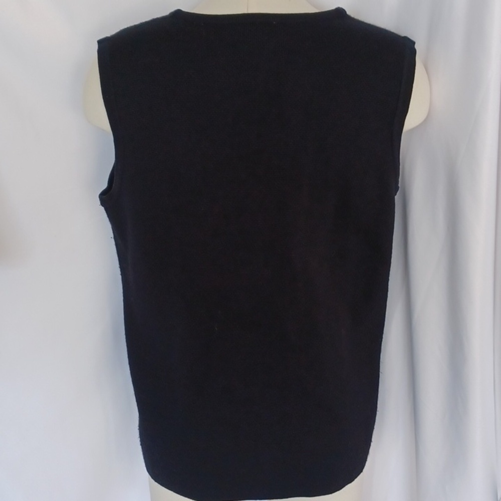 Vintage Crystal Kobe Sz M Fall Sweater Vest Black Acorn Leaves Embroidered - Picture 3 of 6